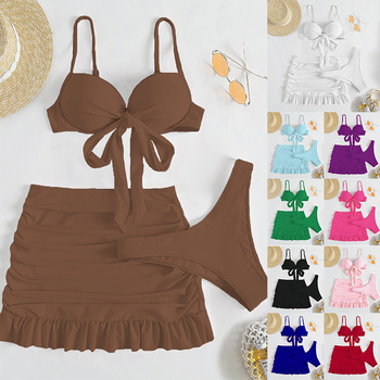 Ženski kupaći kostim u tri dijela, s podstavljenim košaricama, 80% poliester, podstava 20% elastan, visoka elastičnost