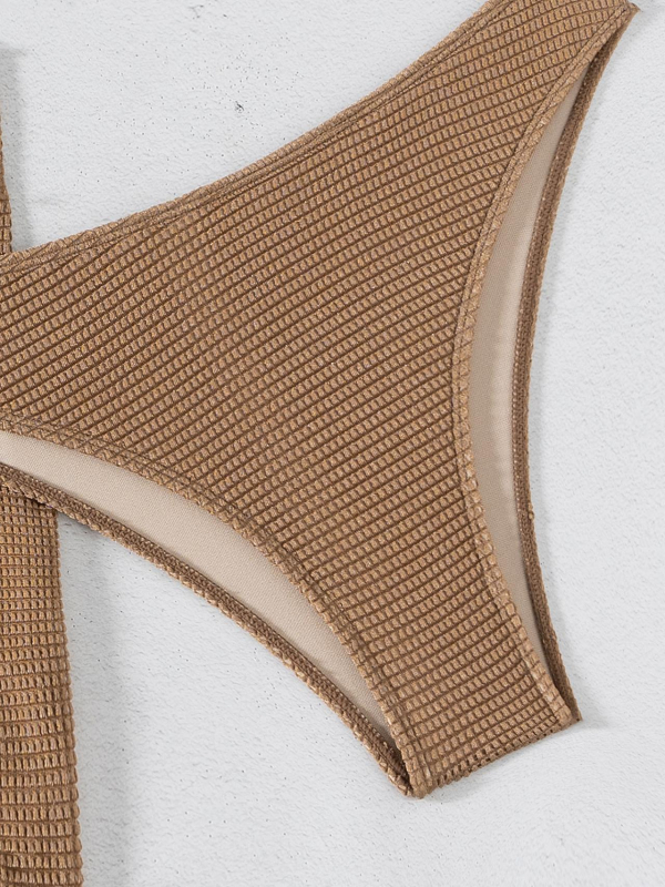 Trodijelni bikini set sa suknjom - jedinstven uzorak, poliester tkanina s podstavom od spandexa, umetnuta podstava za grudi uključena, pogodna za plivanje