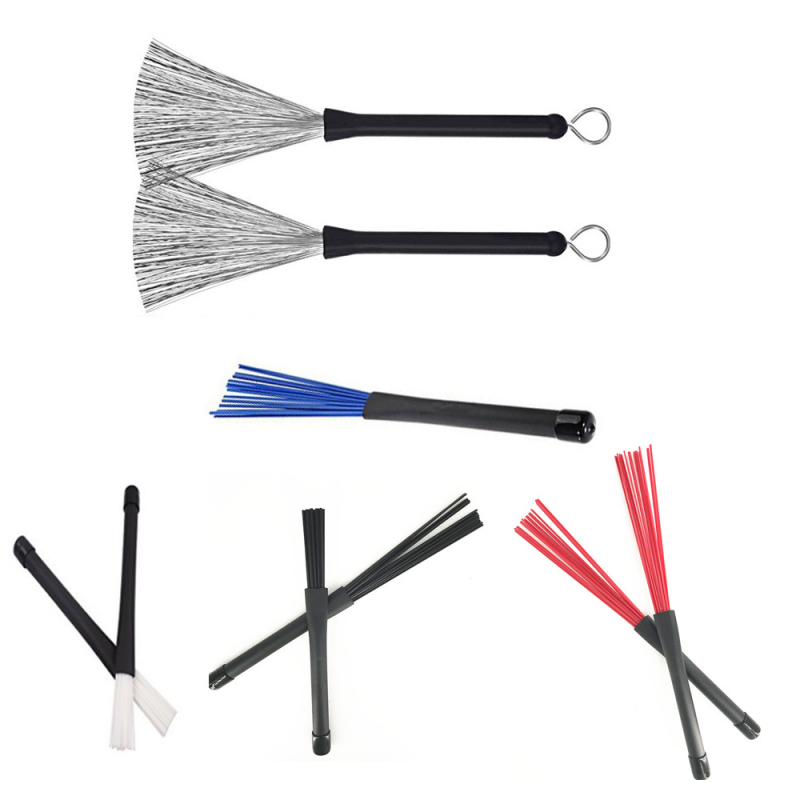 XSD Σετ βουρτσών για ντραμς τζαζ – βούρτσες από σύρμα και μέταλλο, επαναπτυσσόμενη νάιλον βούρτσα, σετ