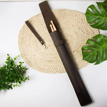 Δερμάτινη θήκη αποθήκευσης μπαστουνιών ντράμς – φορητή θήκη σε vintage στυλ (Μοντέλο 64562)