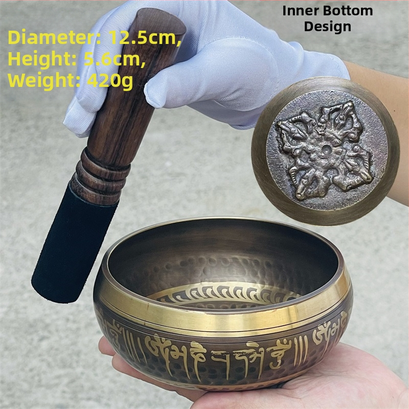 Bakrena zvučna zdjela za terapiju zvukom, kineski stil, polu-ručna i polu-mehanička izrada
