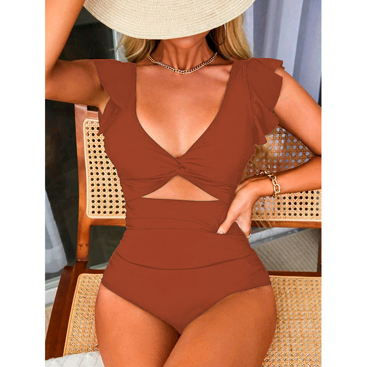 Costum de baie întreg, uni, cu bureți în zona sânilor, material nailon, căptușeală Spandex