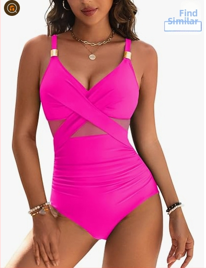 Женски едночаст плувен костюм с мрежести панели, подплатен бюст, без гръб, бързосъхнеща материя, висока еластичност.