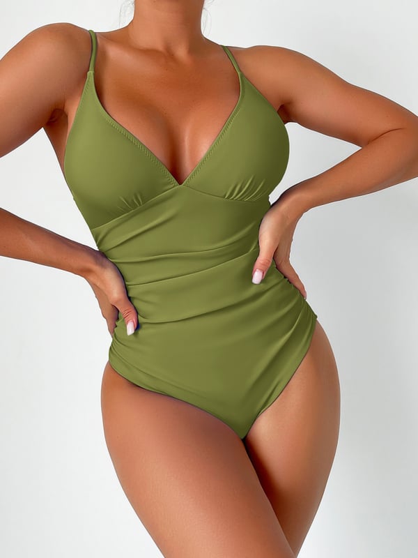 Costum de baie întreg pentru femei, uscare rapidă, croială strânsă, elasticitate mare, fără mâneci, cu bureți pentru bust