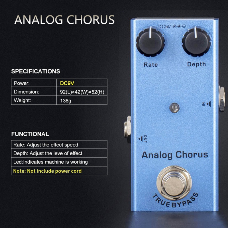 Pedala de efect pentru chitară electrică, mini, carcasă din aliaj de aluminiu, ambalare tavă, 170 g