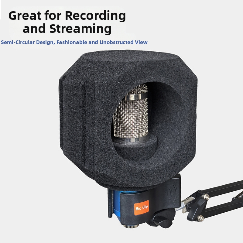 Кондензаторен микрофон с ветрозащита и поп-филтър мрежа за домашно записване и лайв стрийминг — кардиоиден модел, честотен диапазон 100 Hz–20 kHz, SNR ≥95 dB, Bluetooth 2.1