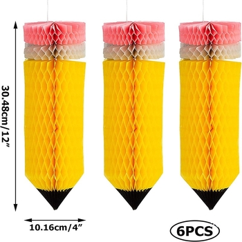 Γεωμετρική οροφής διακόσμηση με μπάλες από κυψέλες για τάξη – σχήματα μολύβι και μήλο, κρυστάλλινο υλικό
