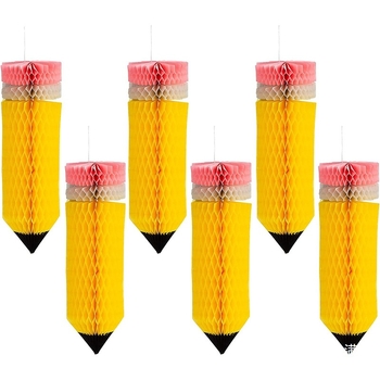 Γεωμετρική οροφής διακόσμηση με μπάλες από κυψέλες για τάξη – σχήματα μολύβι και μήλο, κρυστάλλινο υλικό