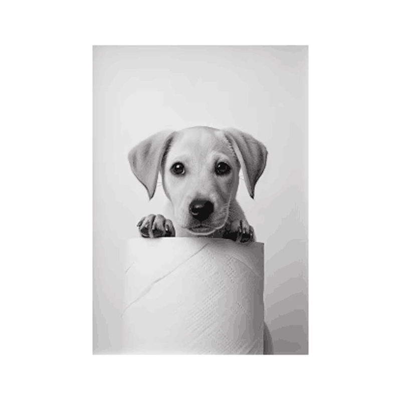 Platno zidna umjetnost s veselim životinjama (sova i pas), bez okvira; otisak na platnu; inkjet tisak; nordijski stil