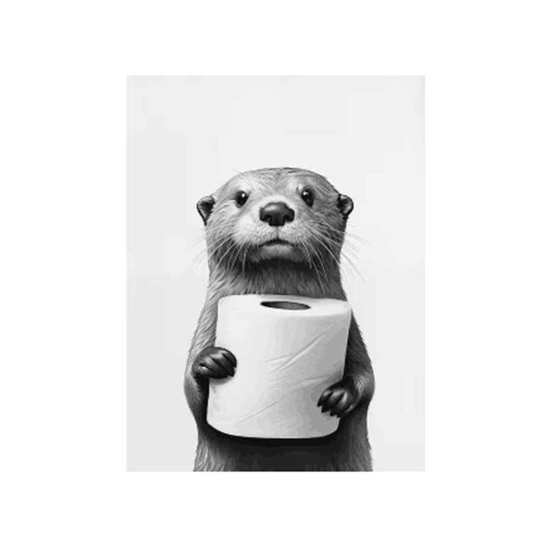 Platno zidna umjetnost s veselim životinjama (sova i pas), bez okvira; otisak na platnu; inkjet tisak; nordijski stil