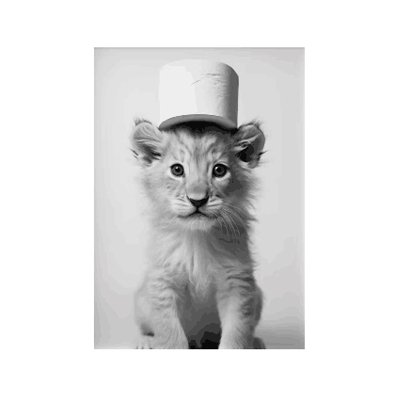 Platno zidna umjetnost s veselim životinjama (sova i pas), bez okvira; otisak na platnu; inkjet tisak; nordijski stil