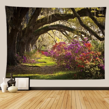 Ταπετσαρία με εκτύπωση φύλλων τοπίου - 100% πολυεστέρας, ορθογώνιο σχήμα, μη υφαντό ύφασμα, μοντέρνο μινιμαλιστικό στιλ