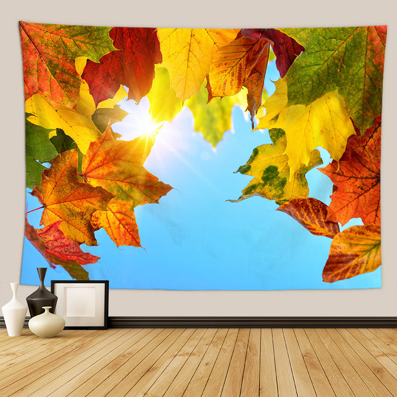 Gobelin s pejzažnim otiskom listova - 100% poliester, pravokutni oblik, neprotkano tkanje, moderan minimalistički stil