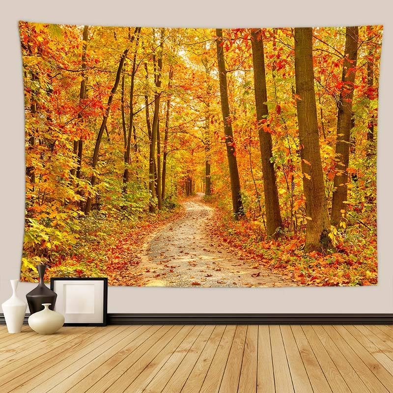 Gobelin s pejzažnim otiskom listova - 100% poliester, pravokutni oblik, neprotkano tkanje, moderan minimalistički stil