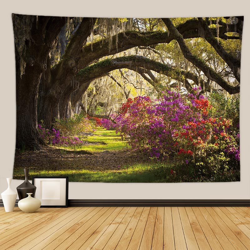 Gobelin s pejzažnim otiskom listova - 100% poliester, pravokutni oblik, neprotkano tkanje, moderan minimalistički stil