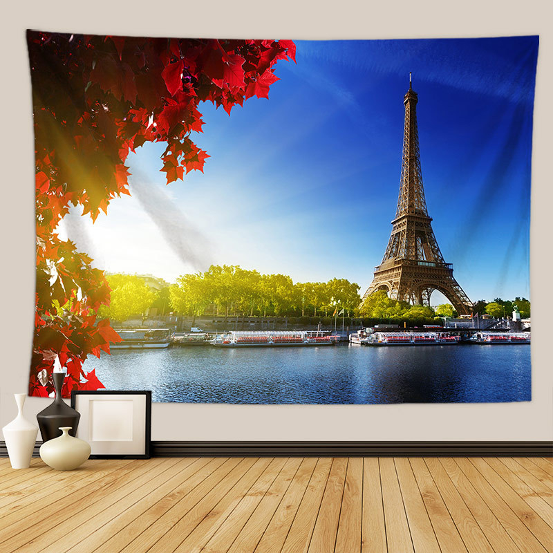 Gobelin s pejzažnim otiskom listova - 100% poliester, pravokutni oblik, neprotkano tkanje, moderan minimalistički stil