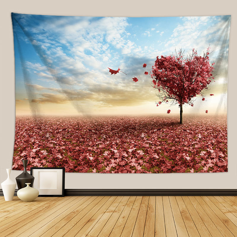 Gobelin s pejzažnim otiskom listova - 100% poliester, pravokutni oblik, neprotkano tkanje, moderan minimalistički stil