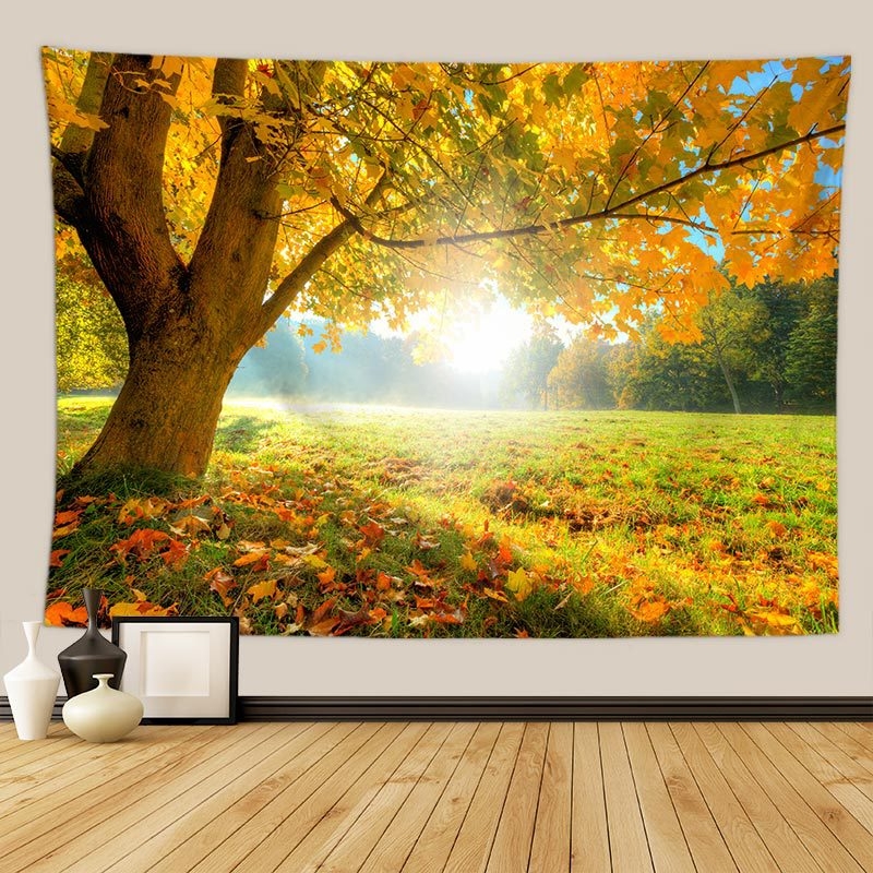 Gobelin s pejzažnim otiskom listova - 100% poliester, pravokutni oblik, neprotkano tkanje, moderan minimalistički stil