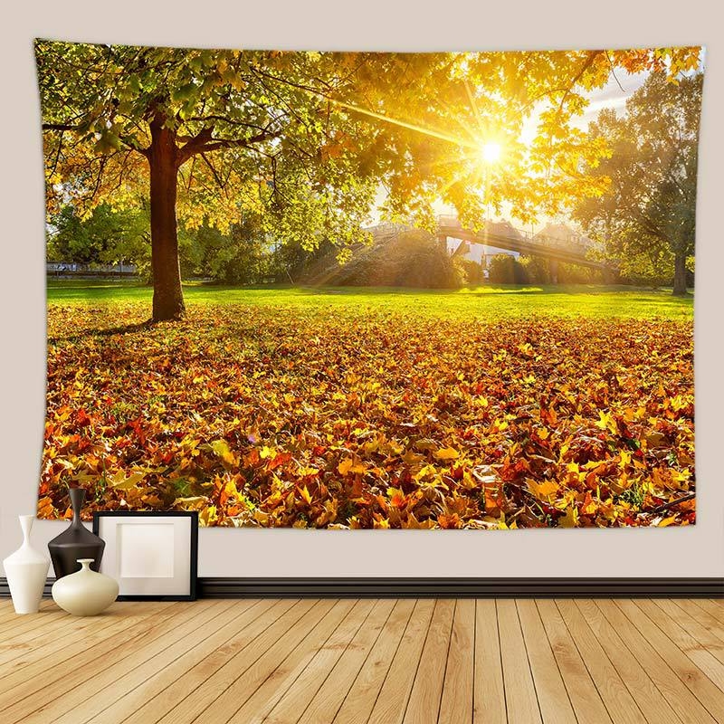 Gobelin s pejzažnim otiskom listova - 100% poliester, pravokutni oblik, neprotkano tkanje, moderan minimalistički stil