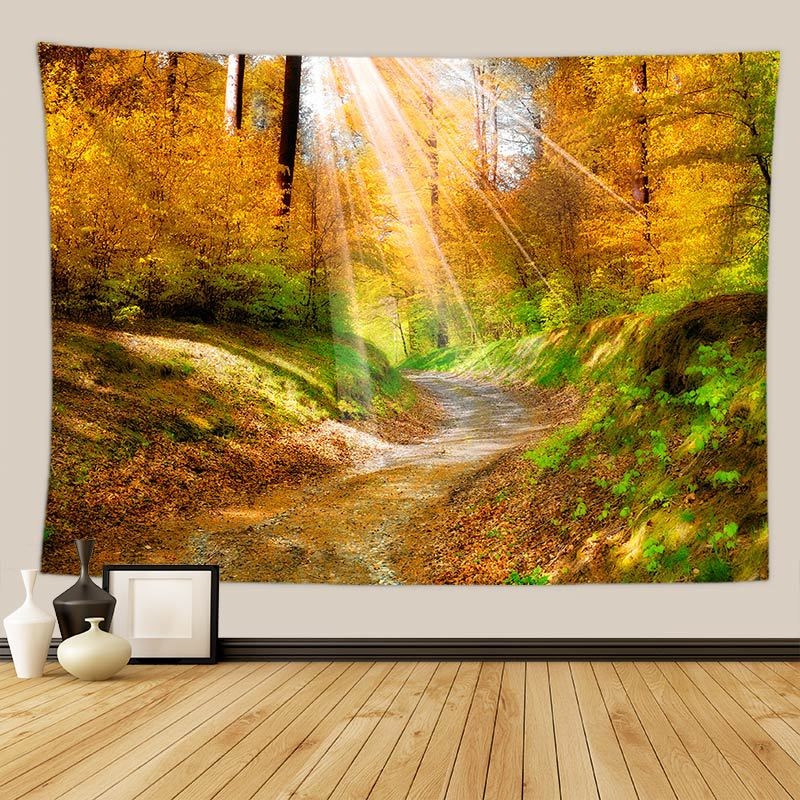 Gobelin s pejzažnim otiskom listova - 100% poliester, pravokutni oblik, neprotkano tkanje, moderan minimalistički stil