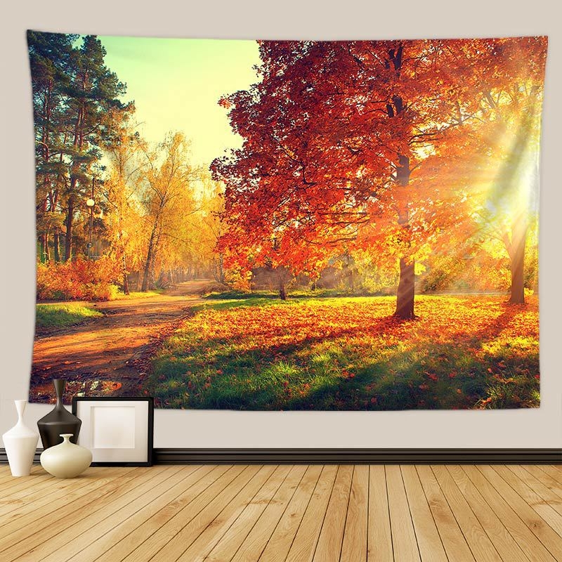 Gobelin s pejzažnim otiskom listova - 100% poliester, pravokutni oblik, neprotkano tkanje, moderan minimalistički stil