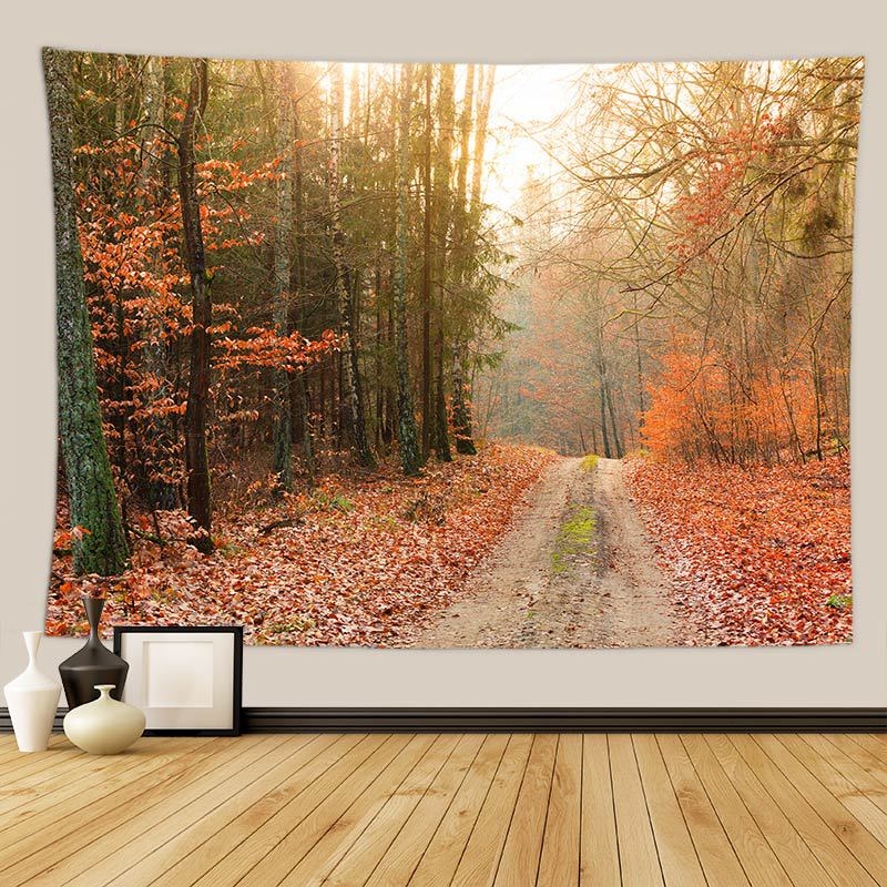 Gobelin s pejzažnim otiskom listova - 100% poliester, pravokutni oblik, neprotkano tkanje, moderan minimalistički stil