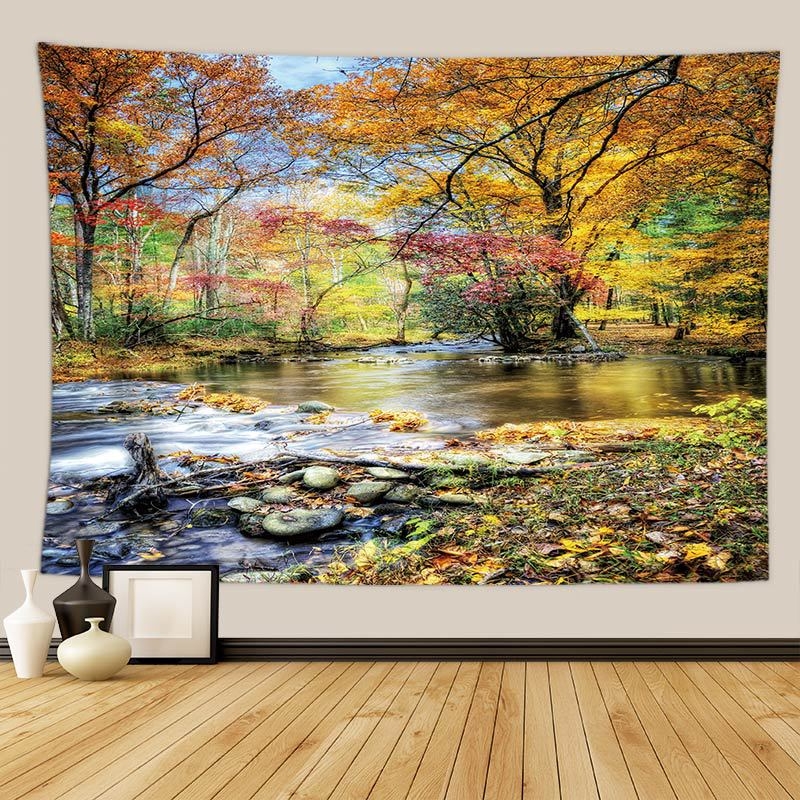 Gobelin s pejzažnim otiskom listova - 100% poliester, pravokutni oblik, neprotkano tkanje, moderan minimalistički stil