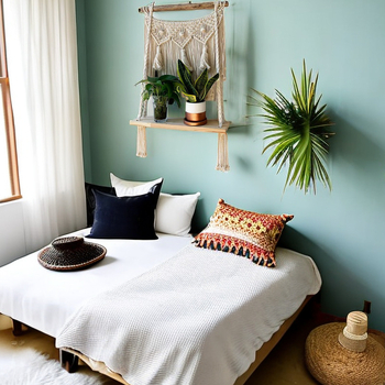 Гоблен за стена от памук, ръчно тъкан, правоъгълна форма, с три слоя рафтове за хол