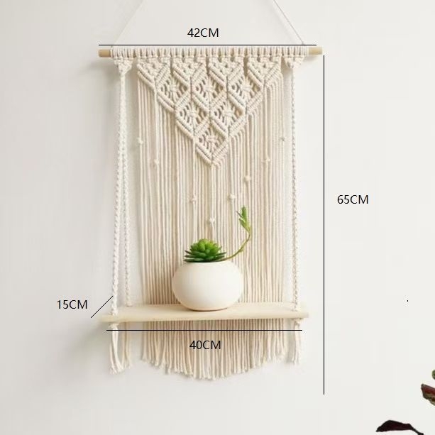 Pamukni ručno tkan tapiserija za zid s tri police za dnevni boravak