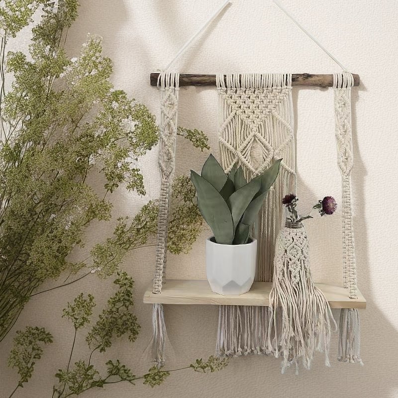 Pamukni ručno tkan tapiserija za zid s tri police za dnevni boravak