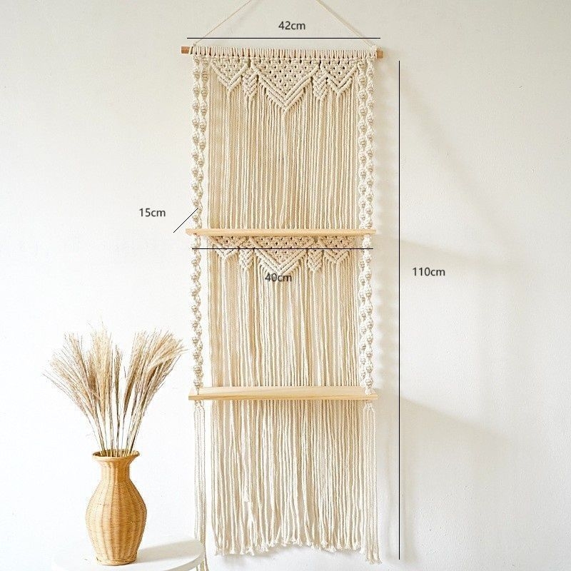 Pamukni ručno tkan tapiserija za zid s tri police za dnevni boravak