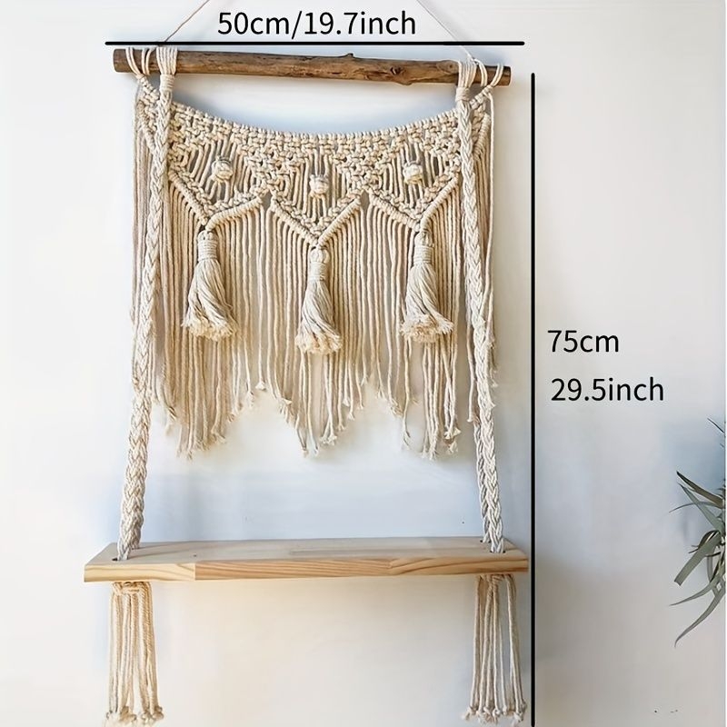 Pamukni ručno tkan tapiserija za zid s tri police za dnevni boravak