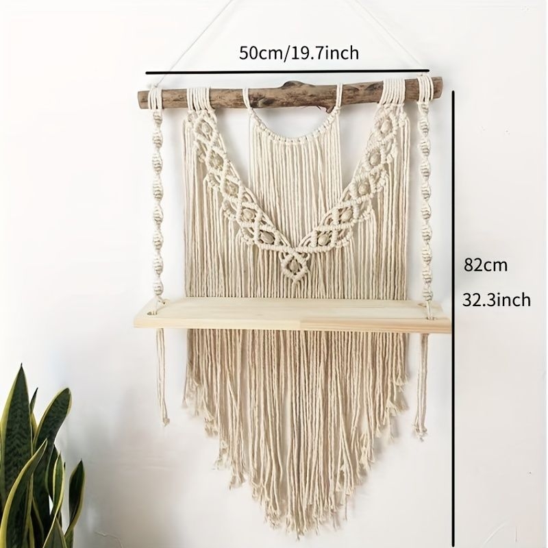 Pamukni ručno tkan tapiserija za zid s tri police za dnevni boravak