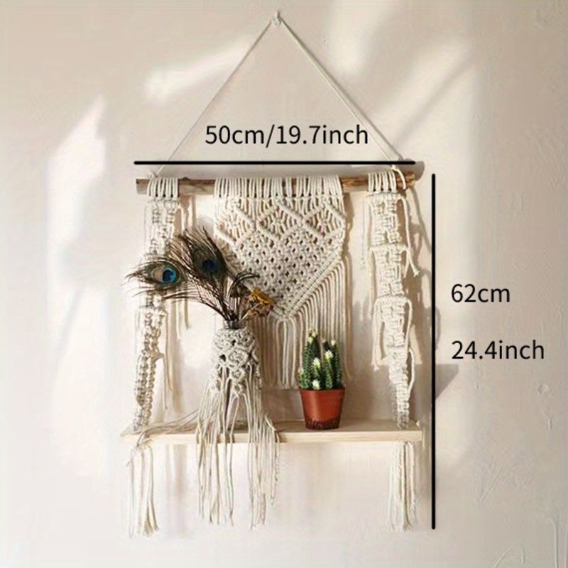 Pamukni ručno tkan tapiserija za zid s tri police za dnevni boravak