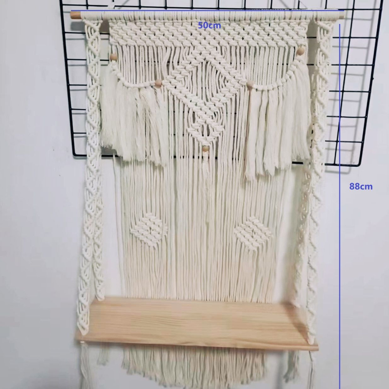 Pamukni ručno tkan tapiserija za zid s tri police za dnevni boravak