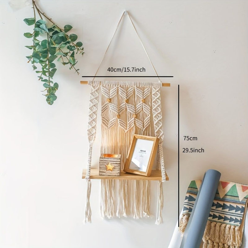 Pamukni ručno tkan tapiserija za zid s tri police za dnevni boravak