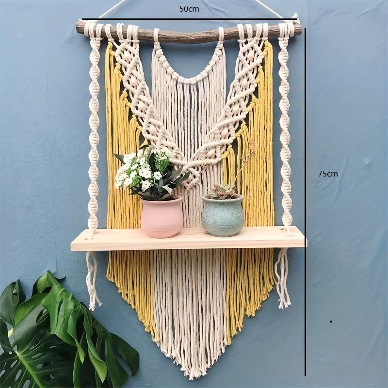 Pamukni ručno tkan tapiserija za zid s tri police za dnevni boravak