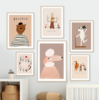 Állatos vászon falikép – keret nélküli, inkjet nyomtatás, skandináv stílus, modern dekoratív festmény