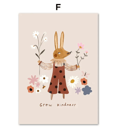 Állatos vászon falikép – keret nélküli, inkjet nyomtatás, skandináv stílus, modern dekoratív festmény