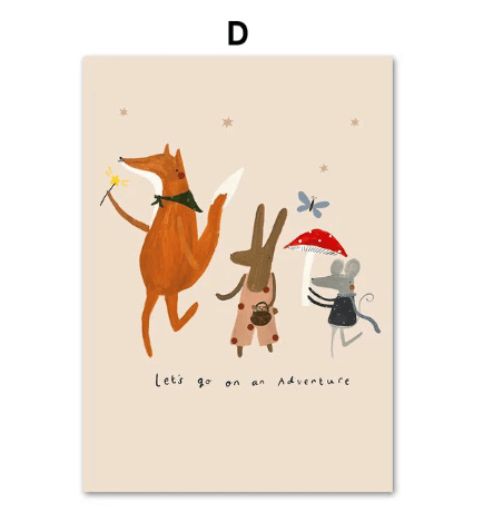 Állatos vászon falikép – keret nélküli, inkjet nyomtatás, skandináv stílus, modern dekoratív festmény