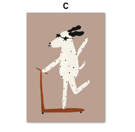 Állatos vászon falikép – keret nélküli, inkjet nyomtatás, skandináv stílus, modern dekoratív festmény