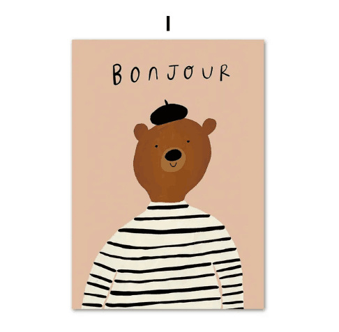 Állatos vászon falikép – keret nélküli, inkjet nyomtatás, skandináv stílus, modern dekoratív festmény