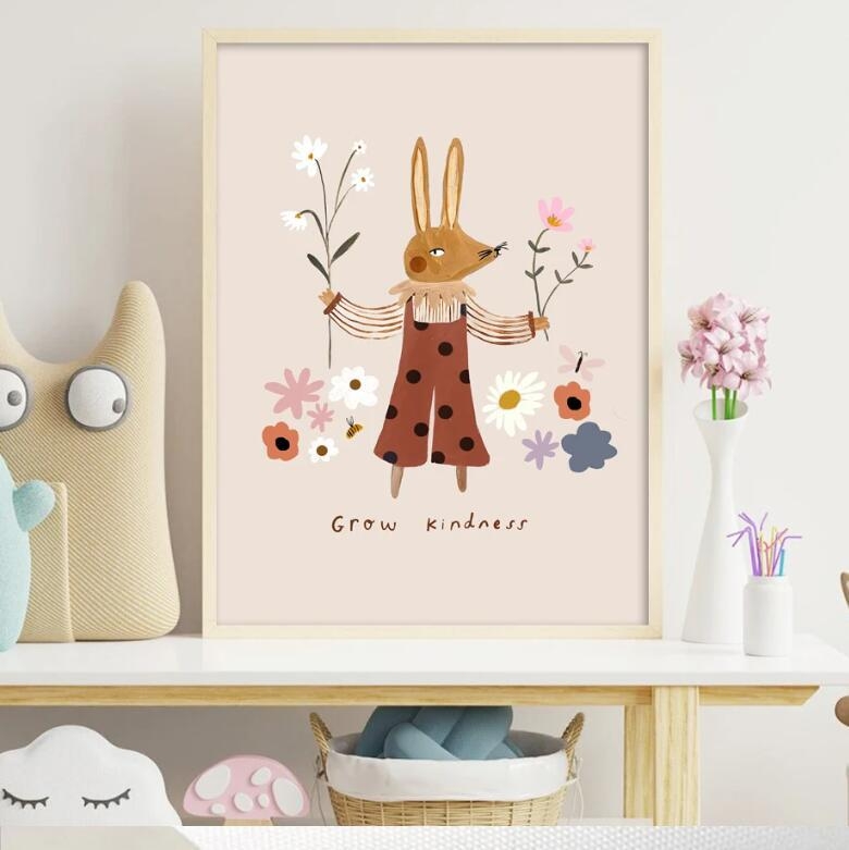 Állatos vászon falikép – keret nélküli, inkjet nyomtatás, skandináv stílus, modern dekoratív festmény