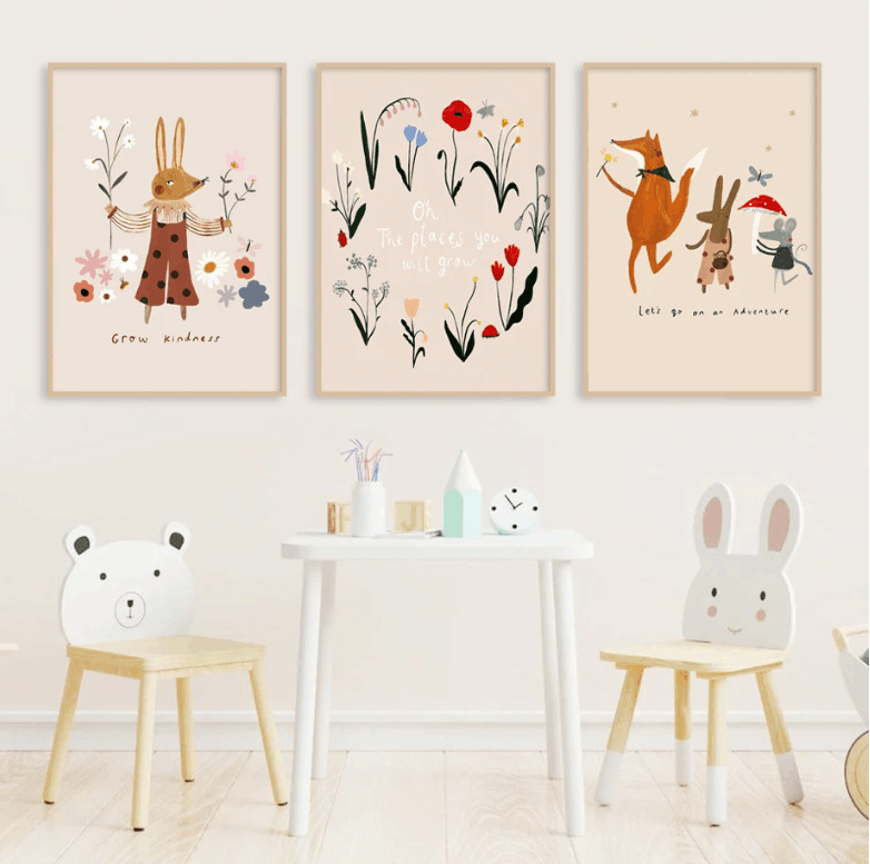 Állatos vászon falikép – keret nélküli, inkjet nyomtatás, skandináv stílus, modern dekoratív festmény