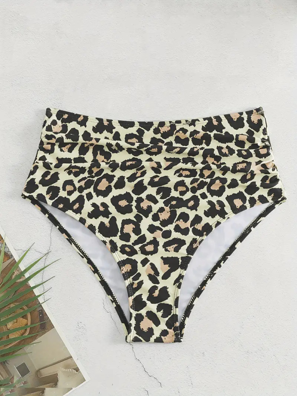 Sieviešu augsta vidukļa bikini apakšdaļa ar vēdera aizsegumu un plisētām detaļām, ātri žūstošs poliesters, 82% poliesters, pildījums 18%, svars 95 g, piemērots peldēšanai