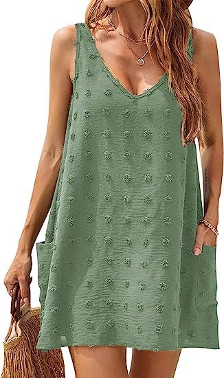 Дамски безръкав топ с V-образно деколте, свободна кройка, жакардова тъкан, полиестер 90–95%, еднотонен модел, уличен стил