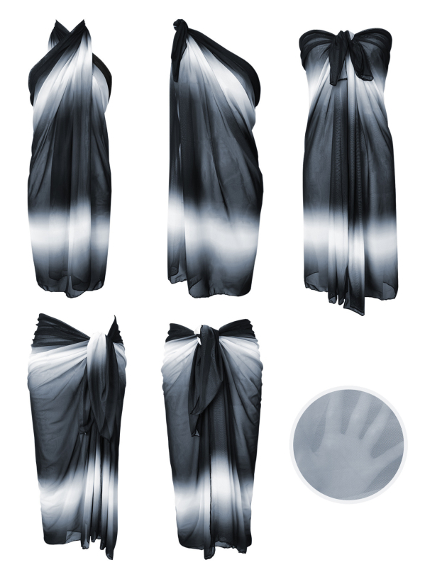 Set șal din plasă gradient pentru femei, poliester 82%, 182 g, îmbrăcăminte de plajă