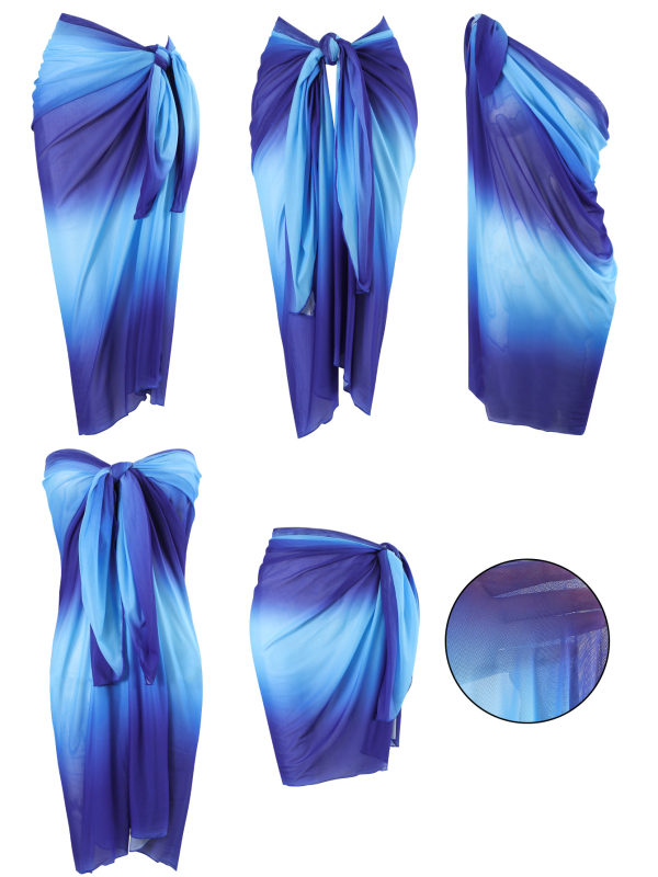 Set șal din plasă gradient pentru femei, poliester 82%, 182 g, îmbrăcăminte de plajă