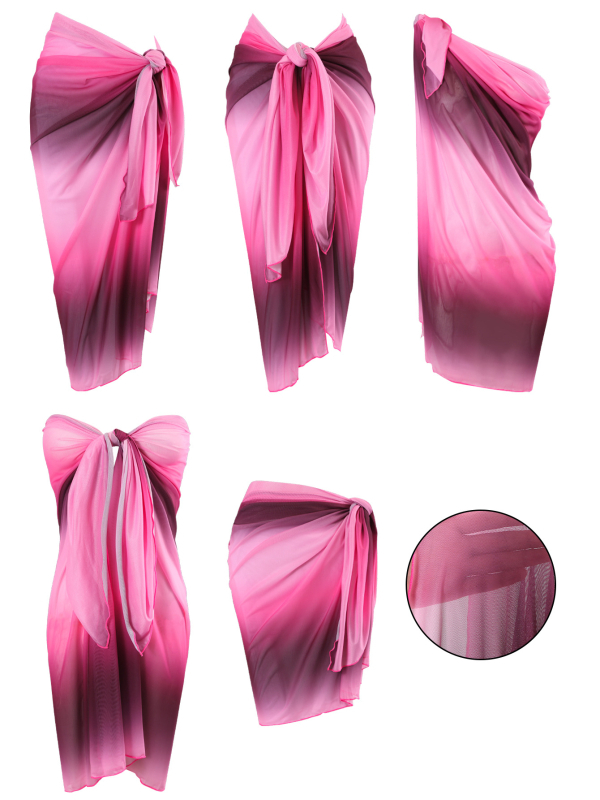 Set șal din plasă gradient pentru femei, poliester 82%, 182 g, îmbrăcăminte de plajă