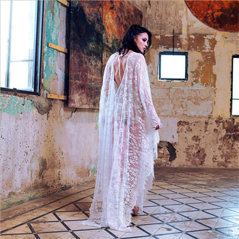 Κέντημενο μακρύ φόρεμα παραλίας με κάλυμμα μπικίνι, ακρυλική ίνα